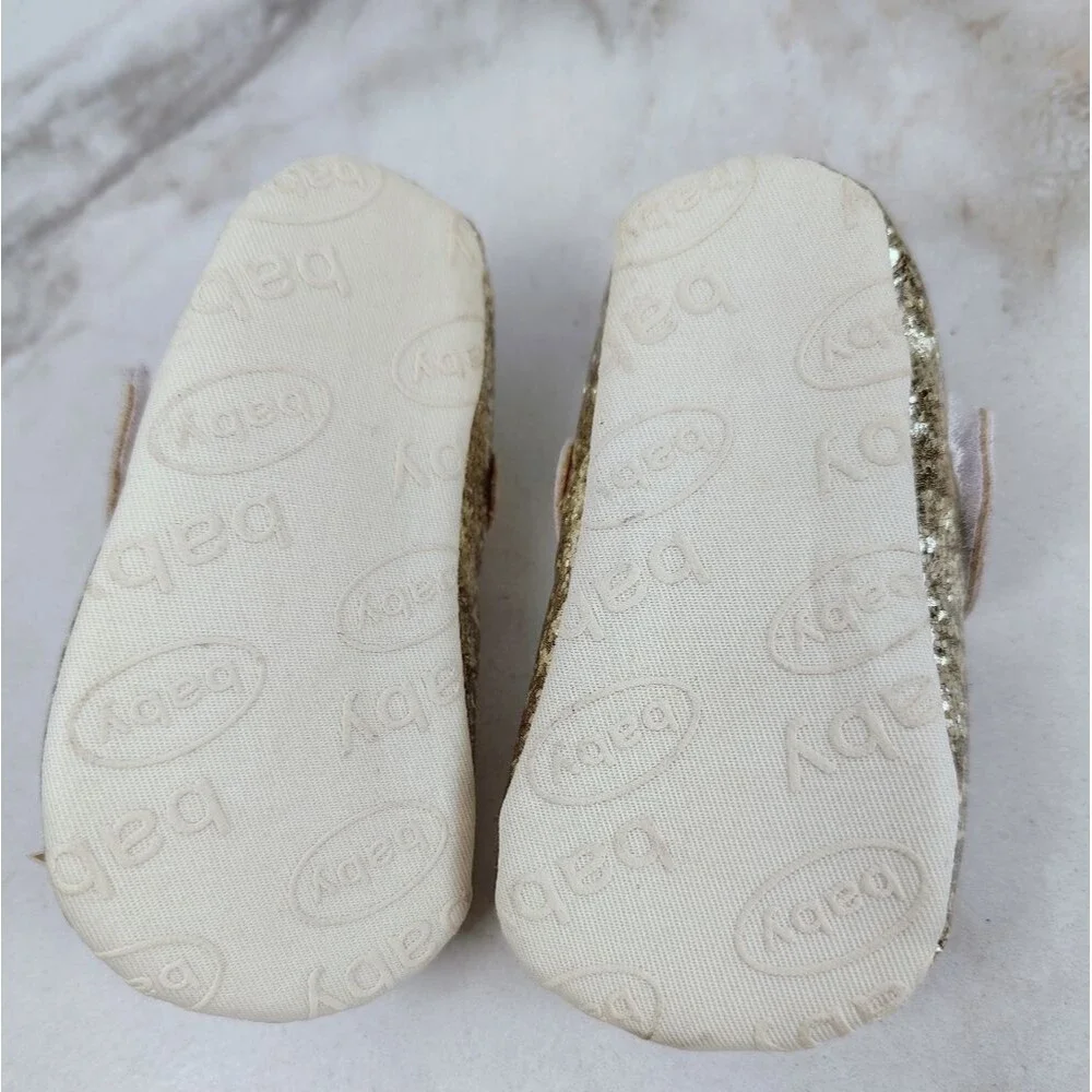 Baby Infant Gold Glitter Mary Jane Dress Shoes Slippers, 4.5 / 12-18 Months